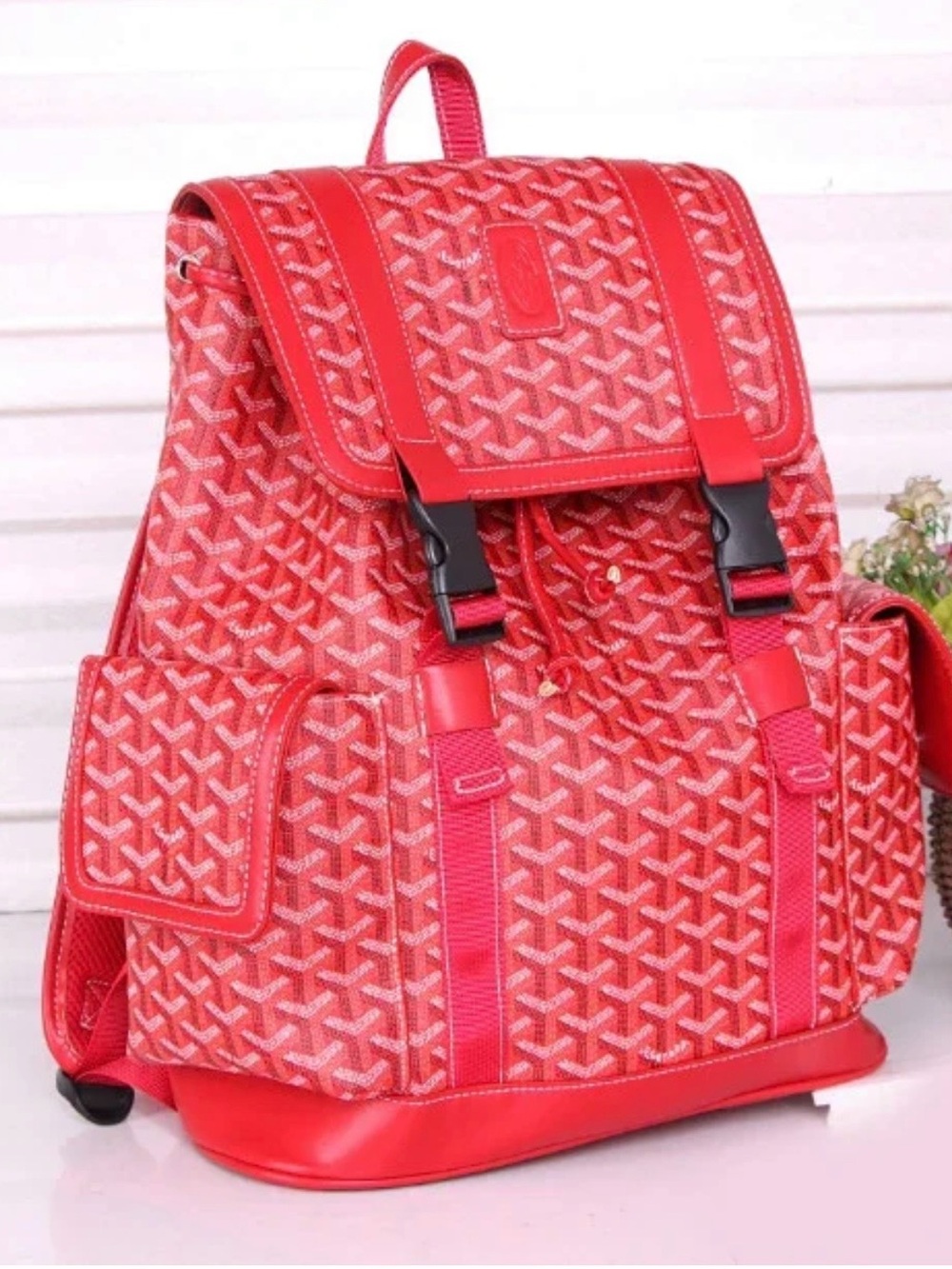Red Monogram Women's Backpack - Fashion Tote